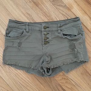 Green jean shorts